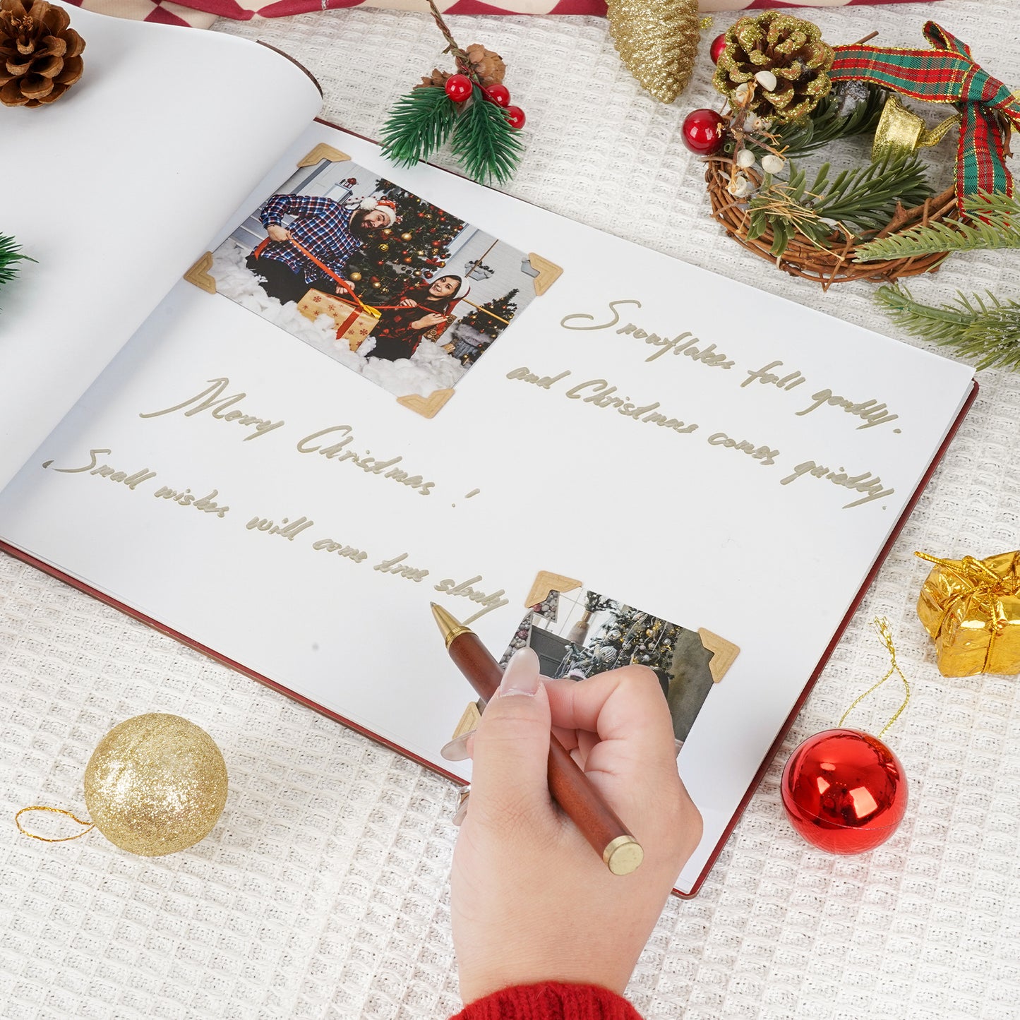 Personalized Family Photo Album – Christmas Tree Cutout Wooden Cover