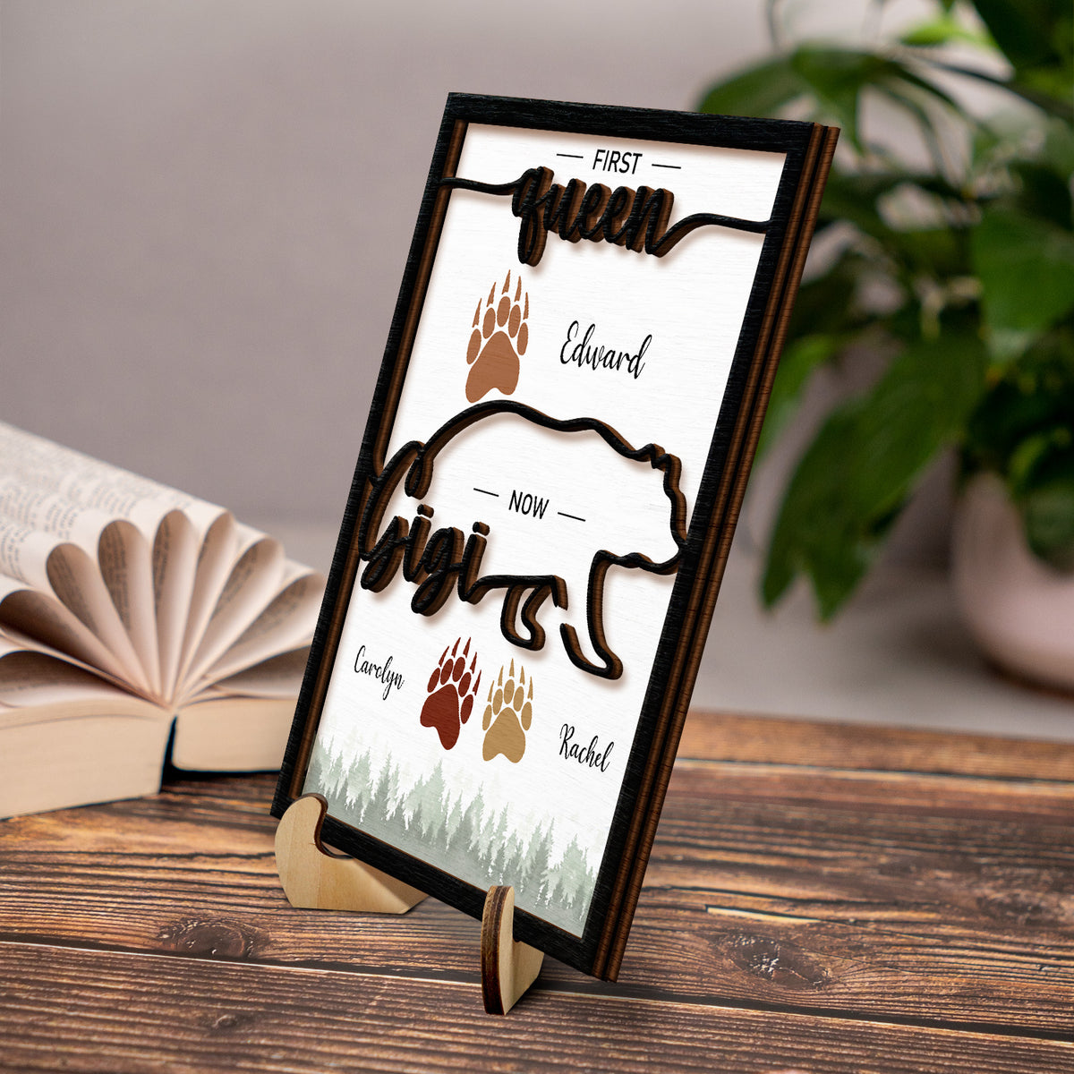Bear Mama Nanny - First Mama Now Grandma - Personalized 2-Layered Wooden Plaque