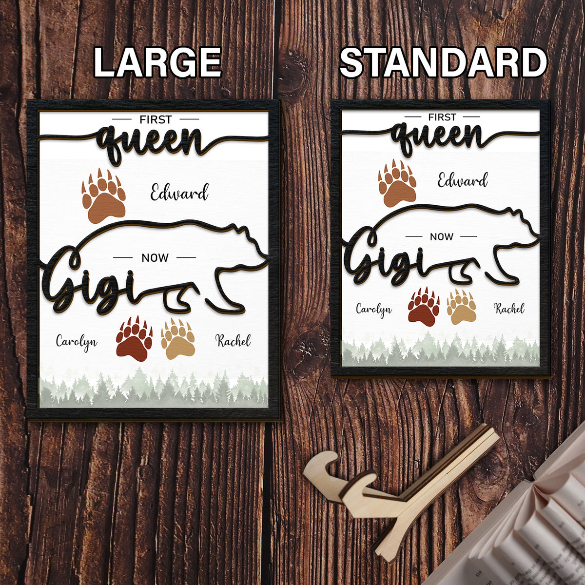 Bear Mama Nanny - First Mama Now Grandma - Personalized 2-Layered Wooden Plaque