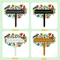 Personalized Garden Sign with Stake – Custom Name Floral Yard Decor