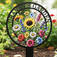 Personalized Sunflower Garden Sign with Stake – Custom Name Floral Yard Decor for Grandma
