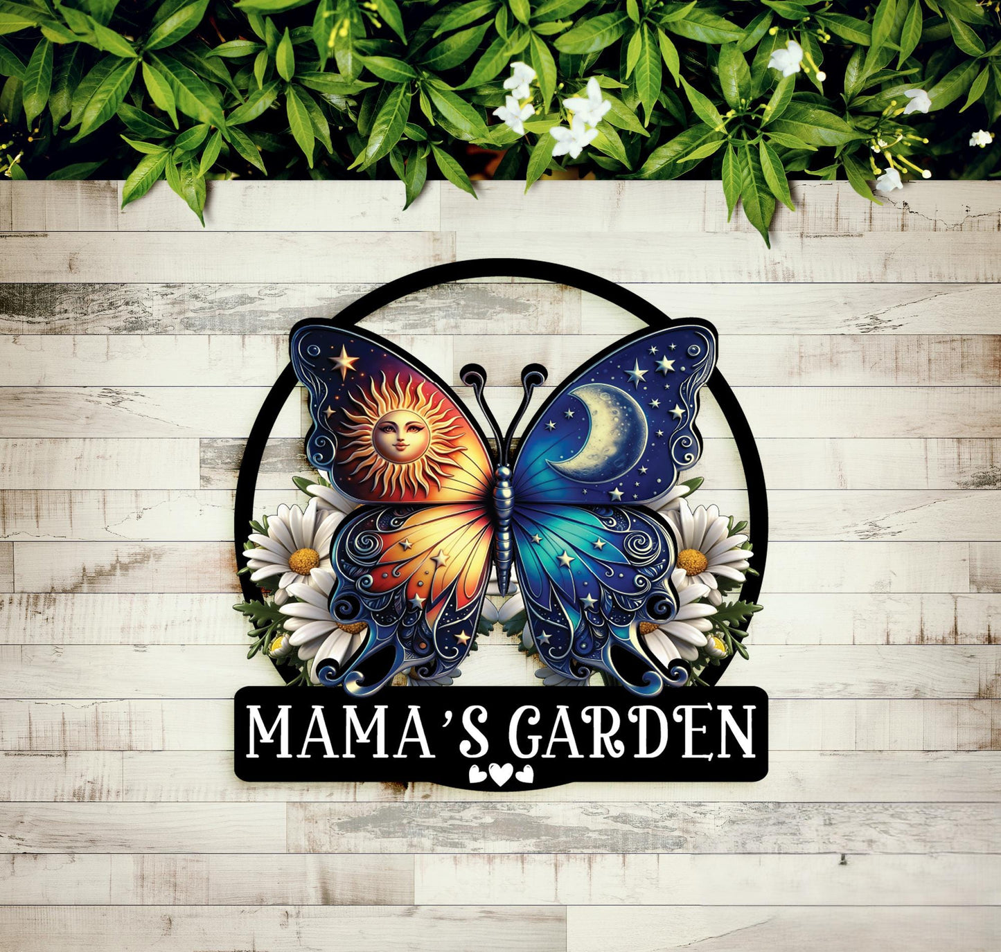 Personalized Butterfly Garden Sign for Mom – Custom Name Floral Yard Decor with Stake