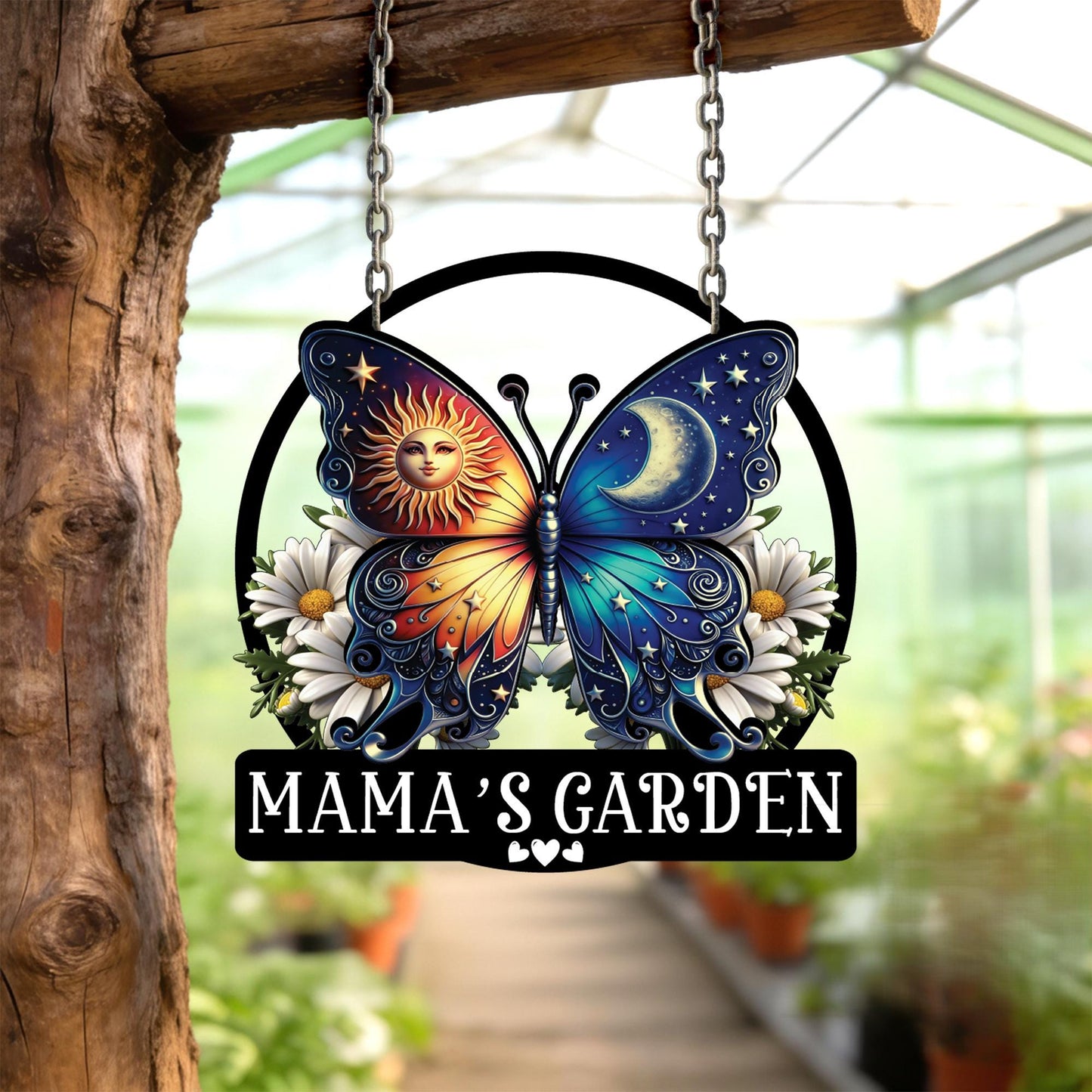 Personalized Butterfly Garden Sign for Mom – Custom Name Floral Yard Decor with Stake