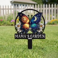 Personalized Butterfly Garden Sign for Mom – Custom Name Floral Yard Decor with Stake