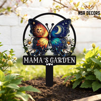 Personalized Butterfly Garden Sign for Mom – Custom Name Floral Yard Decor with Stake