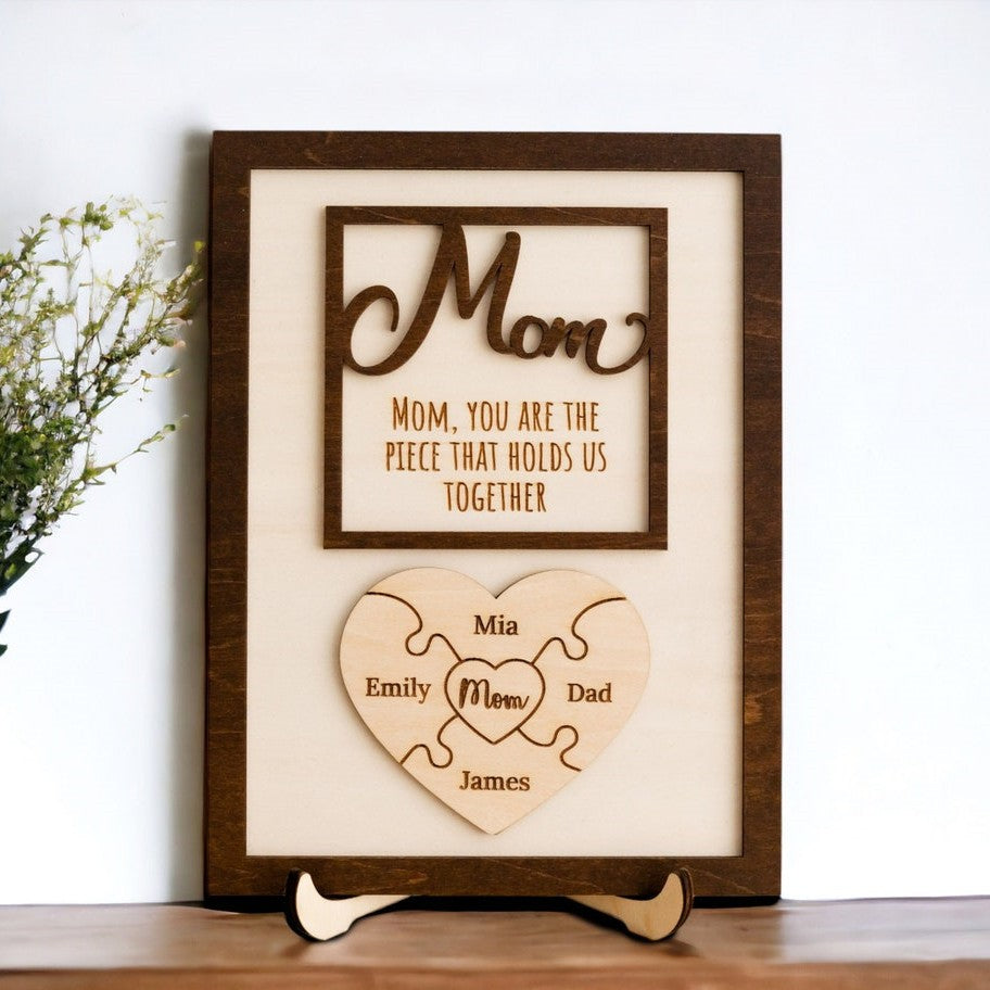 Wooden Puzzle Sign Personalized Gift For Mother's Day