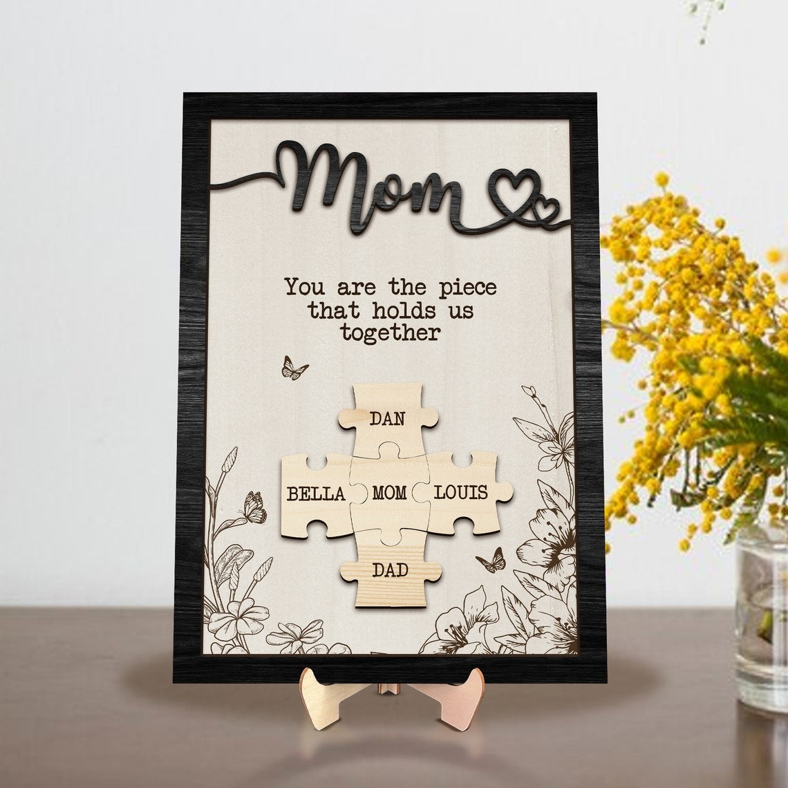 Mom Puzzle Sign Personalized Gift For Mother's Day Wooden Gift