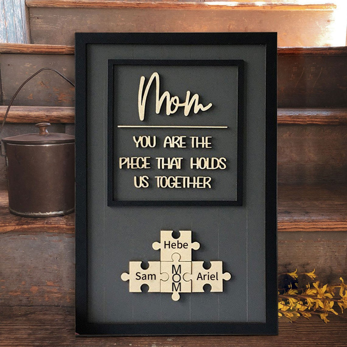 Mother's Day Wood Puzzle Sign Custom Gift For Mom