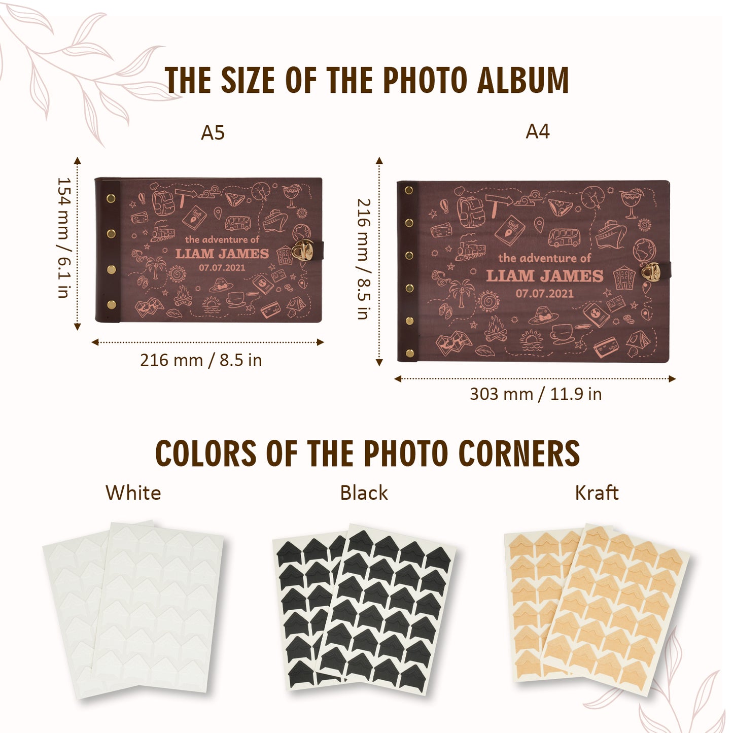 Personalized Travel Photo Album – Hand-Drawn Travel Doodles