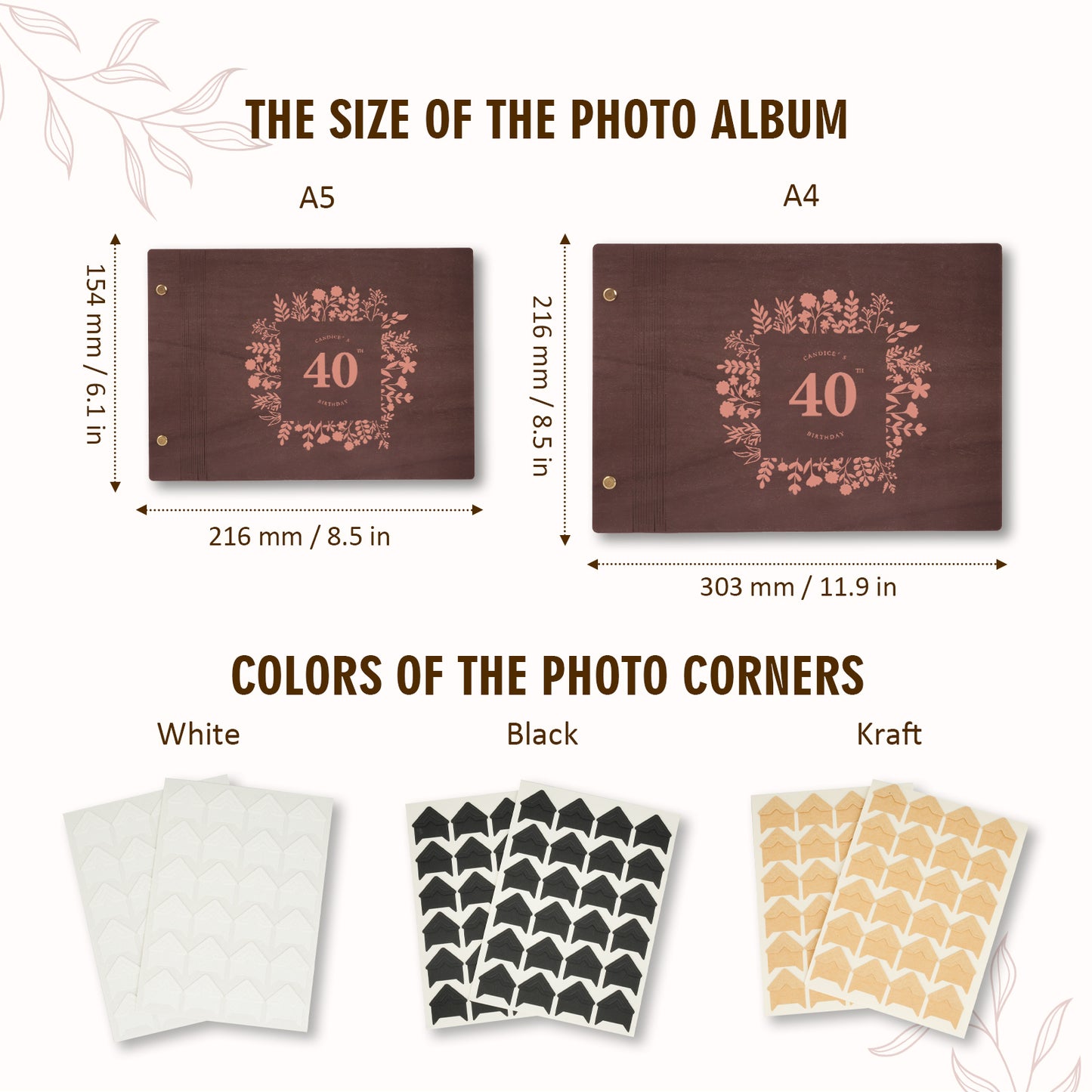 Personalized Commemorative Photo Album – Wreath-themed Milestone Birthday Commemoration