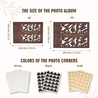 Wooden Wedding Guest Book - Personalized Laser Engraved Photo Album
