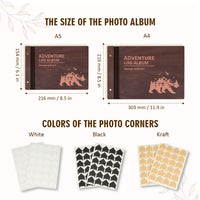 Personalized Travel Photo Album – Explorer’s Log, Mountain Bear Wooden Cover