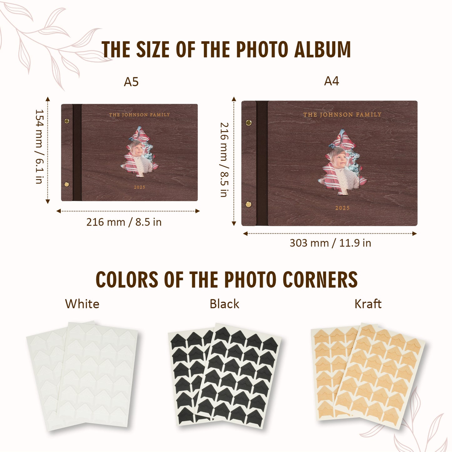 Personalized Family Photo Album – Christmas Tree Cutout Wooden Cover