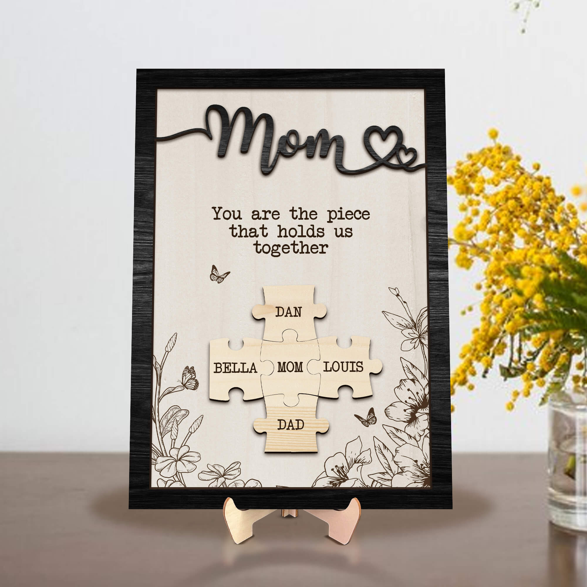 Personalized Mom Puzzle Sign,Piece That Holds Us Together Mother's Day Gift