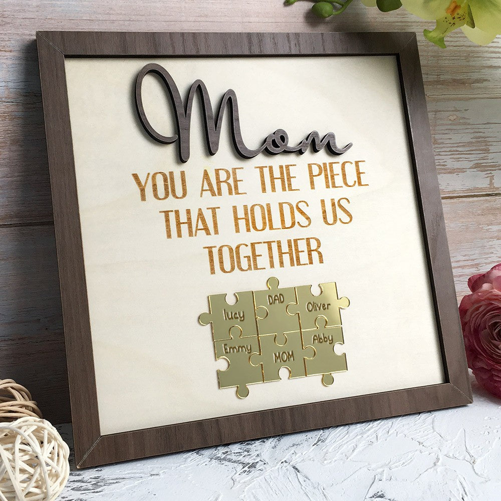 Wooden Puzzle Sign Personalized Custom Gift For Mom