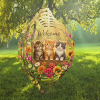 Personalized Cat Wind Spinner – Custom Pet Photo Garden Decor with Floral Design