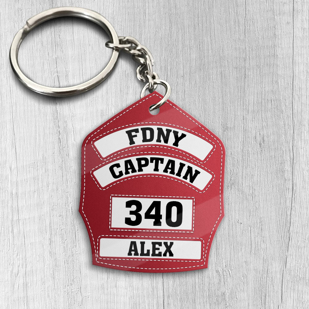 Firefighter's Helmet Front Shield Personalized Acrylic Keychain