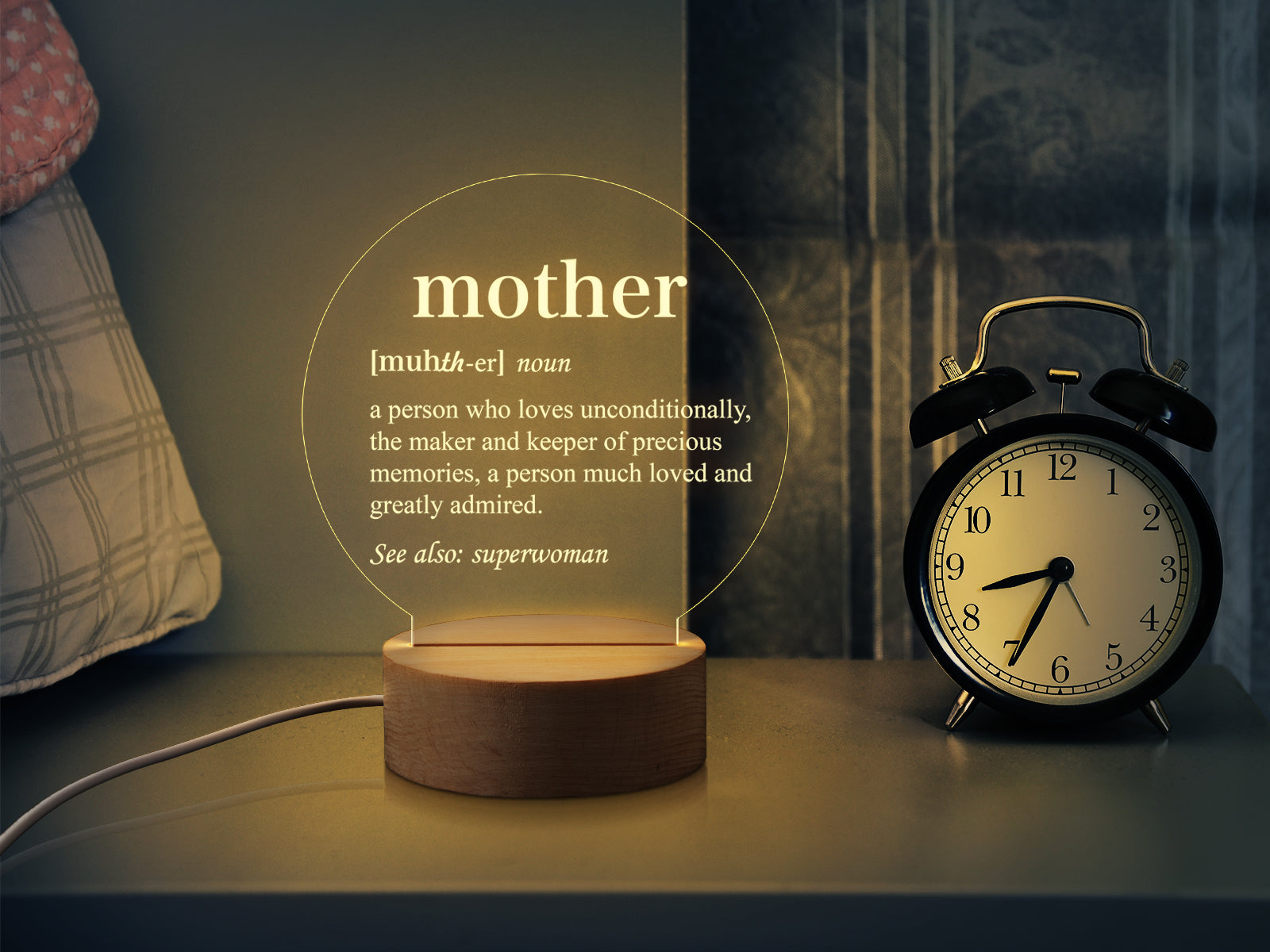 Round Night Light Gift for Mom,Meaning Of Mother,Gifts for Mother’s Day Birthday from Daughter or Son