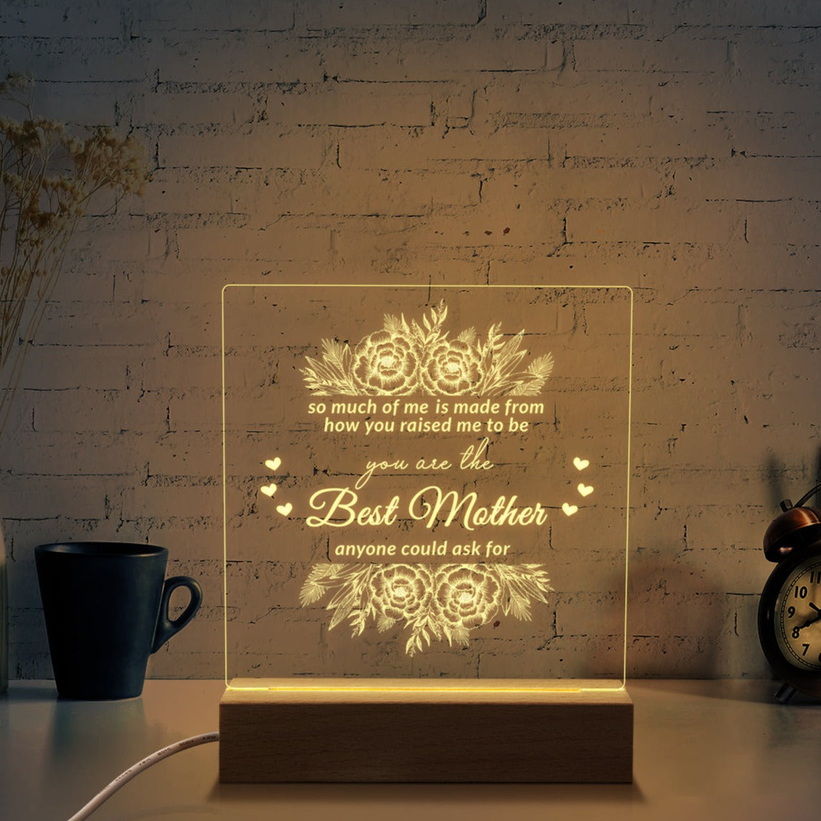 Square Night Light Gift for Mom,You Are The Best Mother,Gifts for Mother’s Day Birthday from Daughter or Son