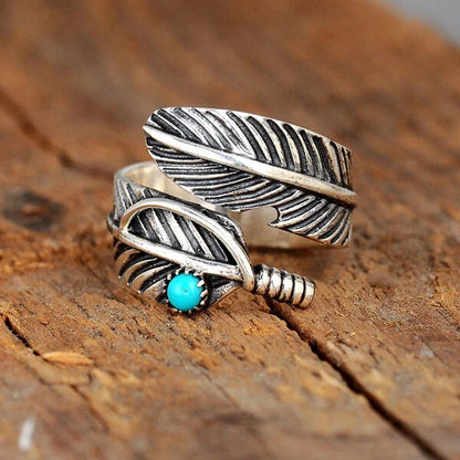 Feather Turquoise Sterling Silver Ring