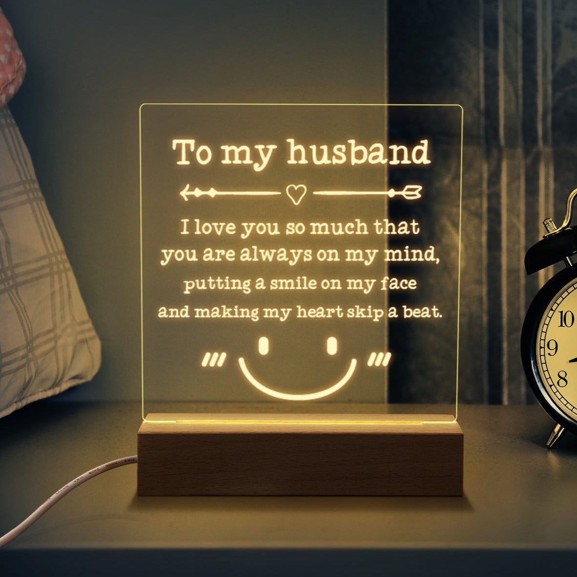 Square Night Lamp Gift for Husband,I love You So Much That,Gift for Husband Anniversary Valentine's Day Form Wife