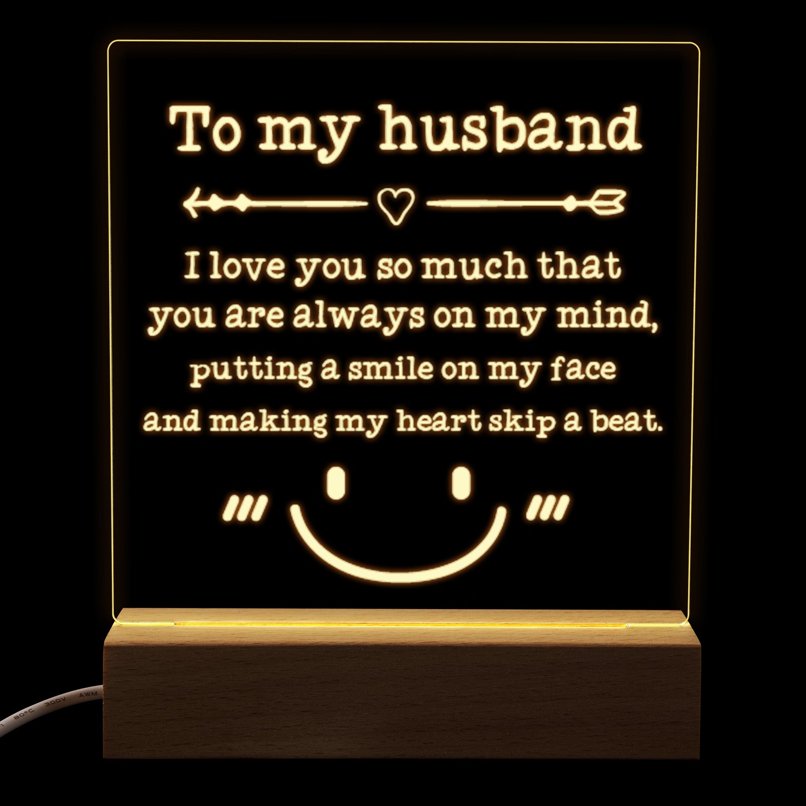 Square Night Lamp Gift for Husband,I love You So Much That,Gift for Husband Anniversary Valentine's Day Form Wife