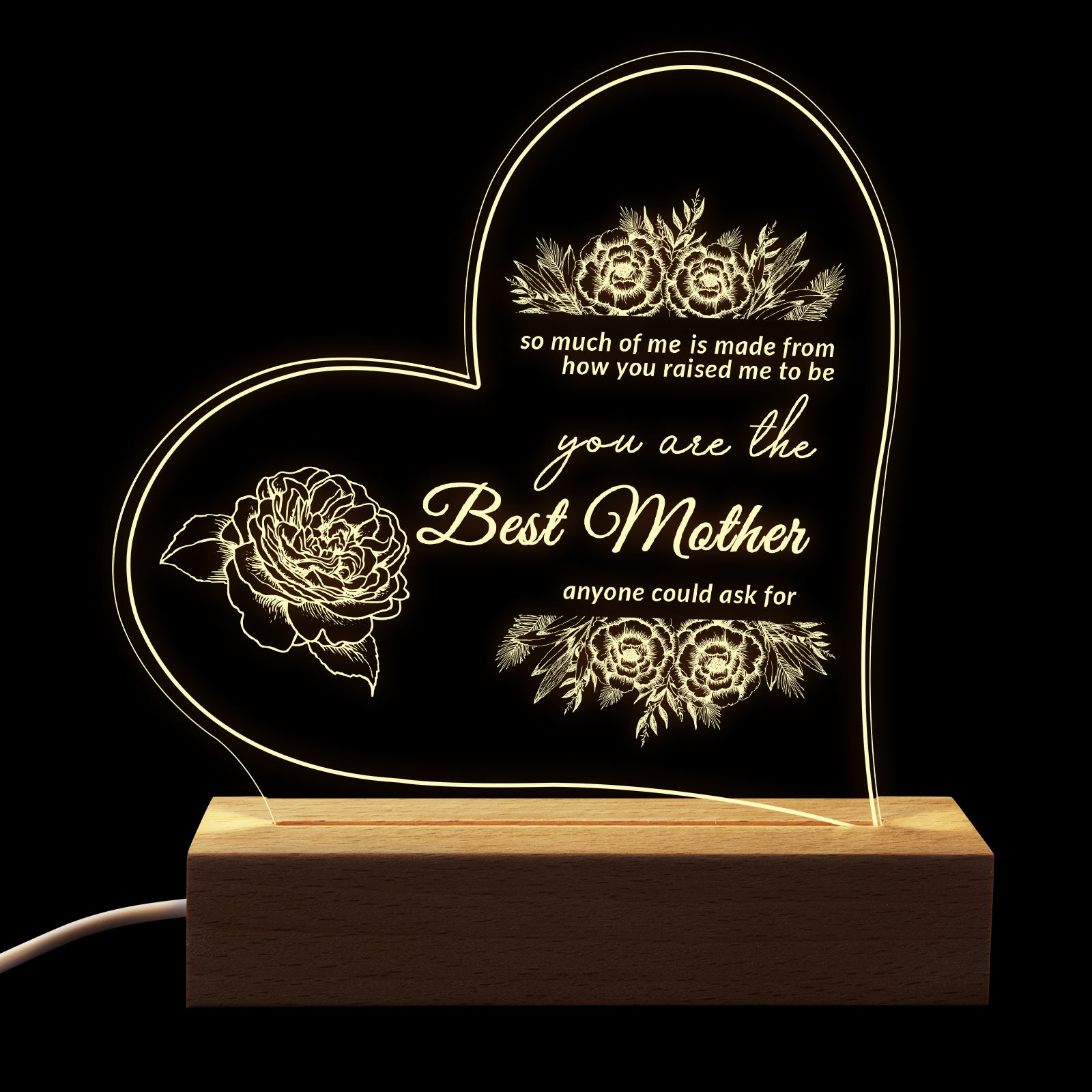 Heart Night Light Gift for Mom,You Are The Best Mother,Gifts for Mother’s Day Birthday from Daughter or Son