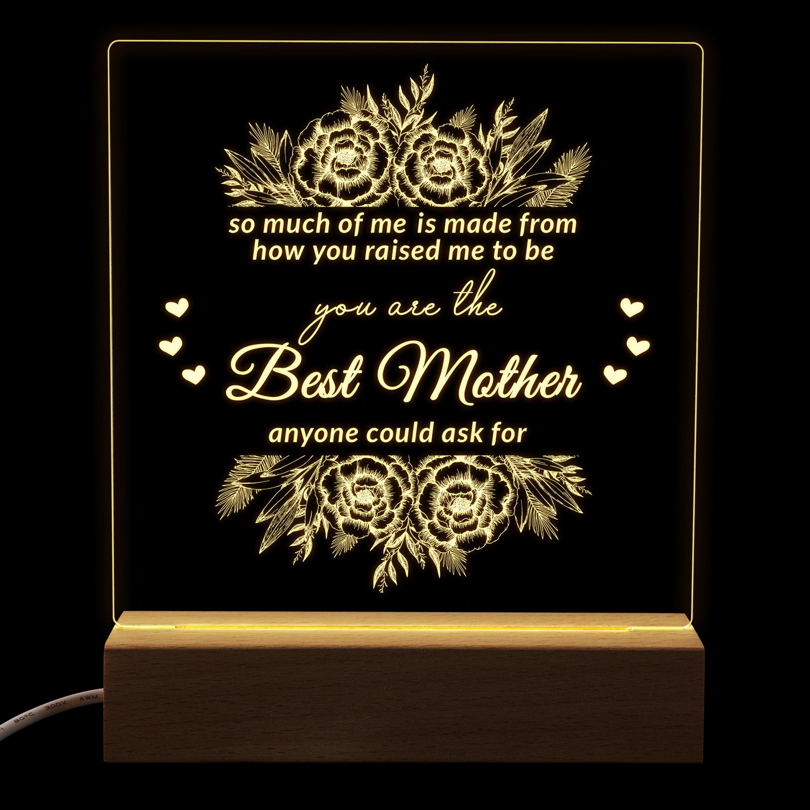 Square Night Light Gift for Mom,You Are The Best Mother,Gifts for Mother’s Day Birthday from Daughter or Son