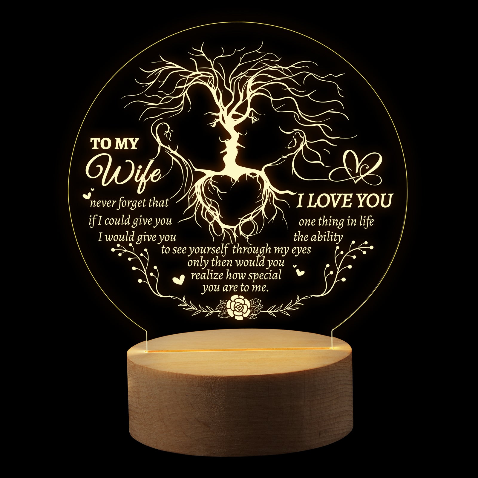 Round Night Lamp Gift for Wife,To My Wife I Love You ,Gift for Wife Birthday Anniversary Valentine's Day，Gift for Wife from Husband