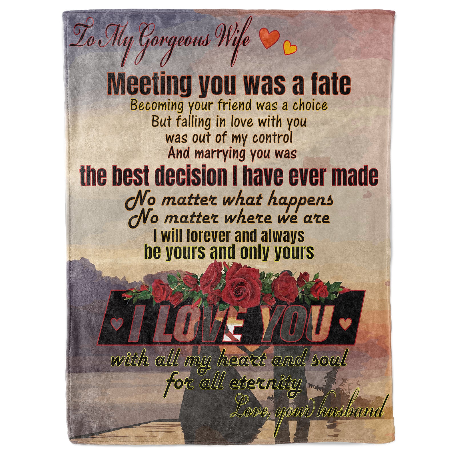 Meeting you was a fate-Gift for wife Valentine's Day Anniversary from husband,soft flannel blanket