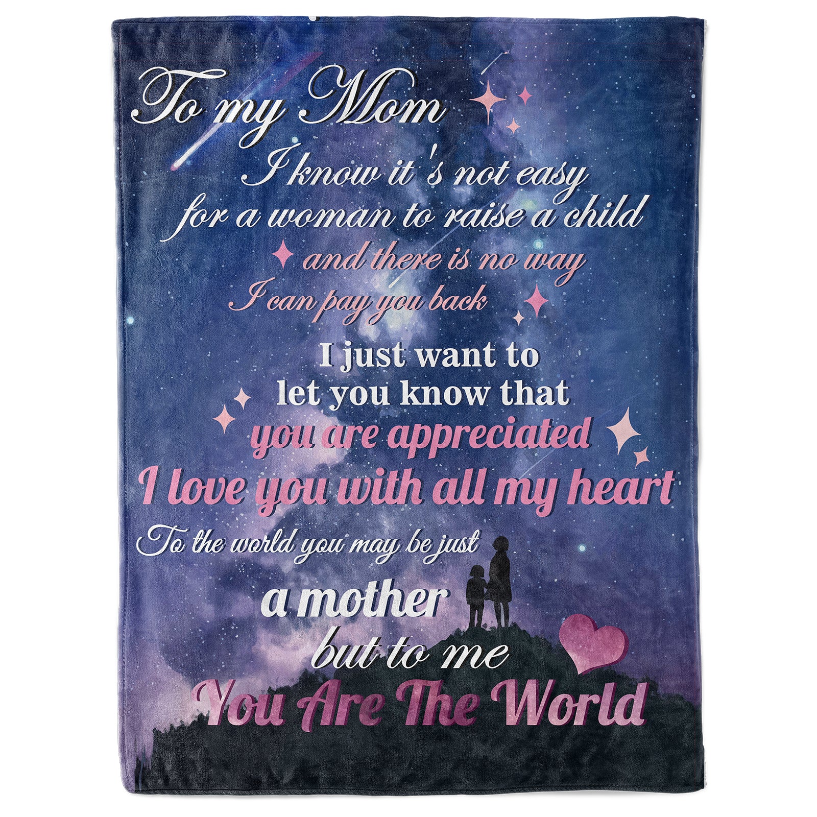 I Love you with all my heart ,Soft Flannel Blanket Gift for Mather's Day Birthday From Son Daughter