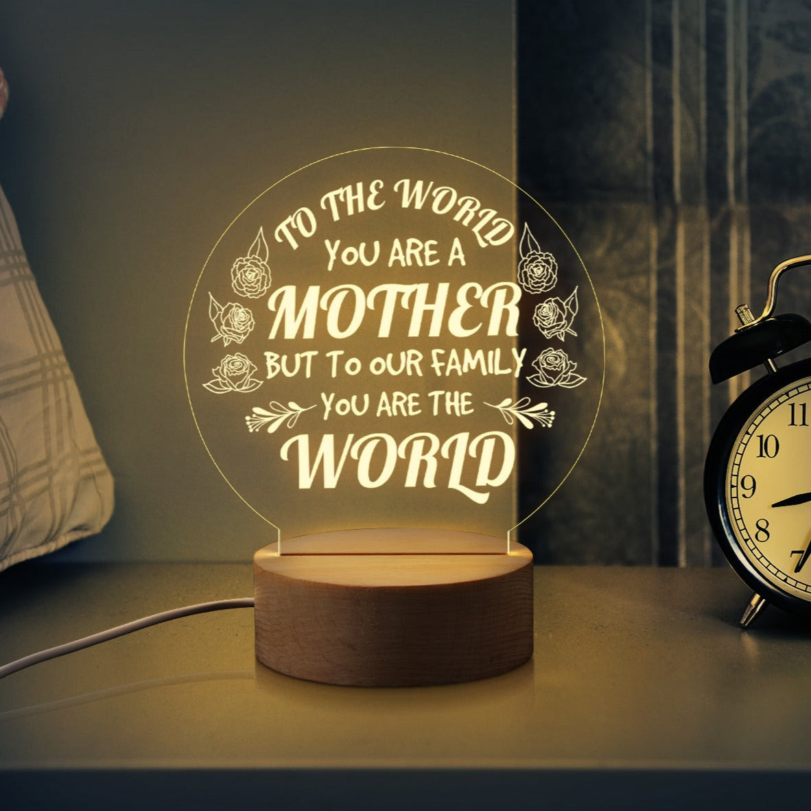 Round Night Light Gift for Mom,You Are The World,Gifts for Mother’s Day Birthday from Daughter or Son