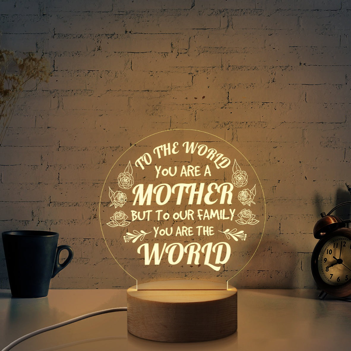 Round Night Light Gift for Mom,You Are The World,Gifts for Mother’s Day Birthday from Daughter or Son