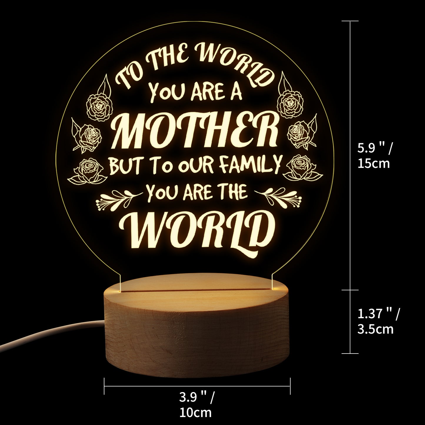 Round Night Light Gift for Mom,You Are The World,Gifts for Mother’s Day Birthday from Daughter or Son