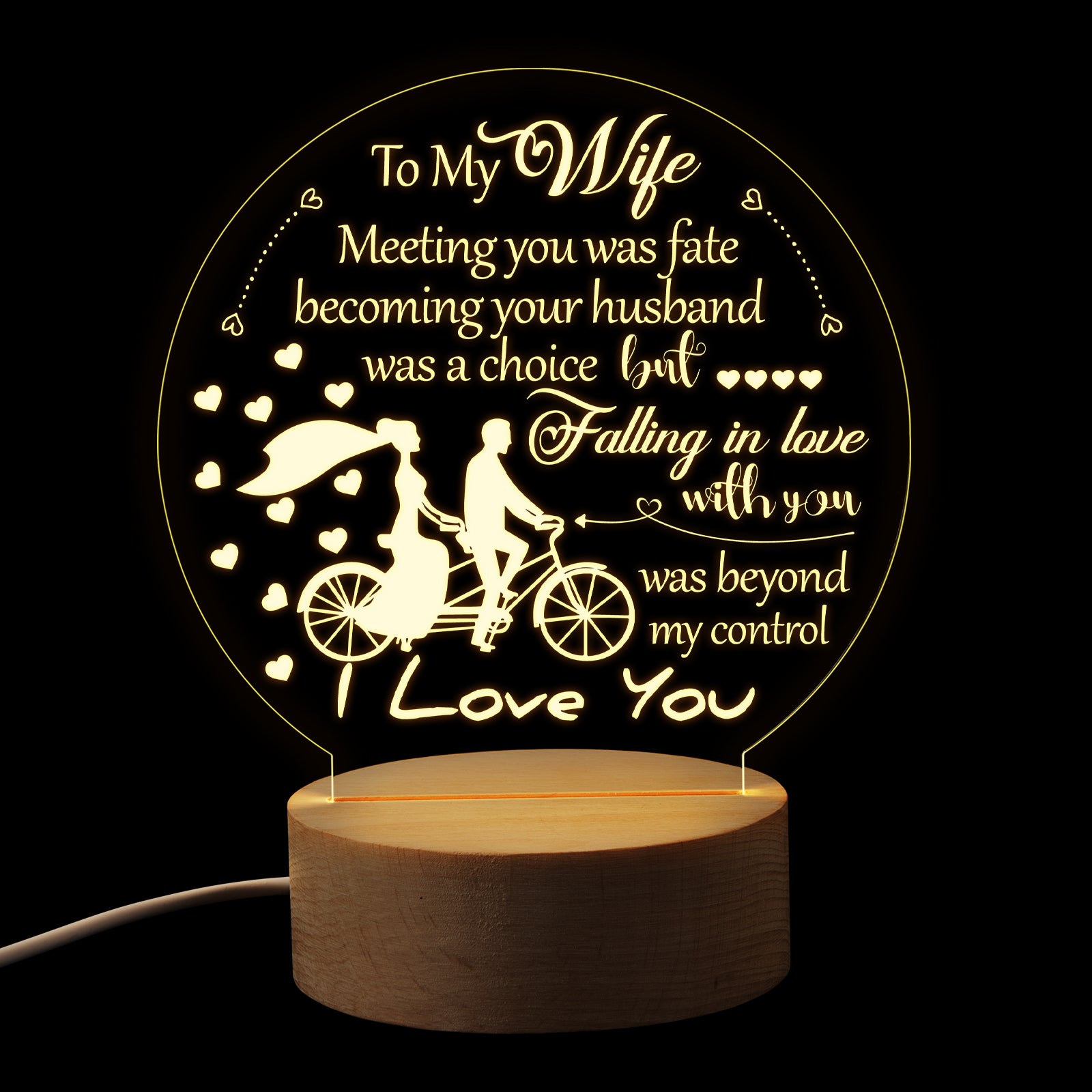 Round Night Lamp Gift for Wife,Meeting You Was Fate ,Gift for Wife Birthday Anniversary Valentine's Day，Gift for Wife from Husband