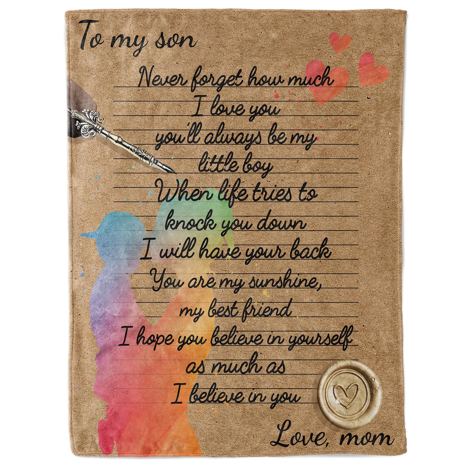 A letter to my son,Warm blanket gift for son birthady bar mitzvah from mom