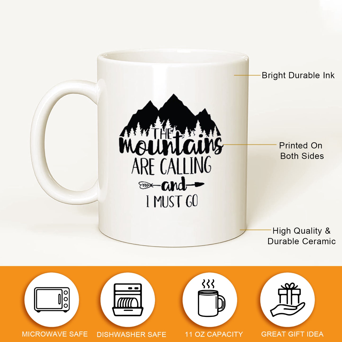 Pagma print cup mountains, hiking gift funny, coffee cup mountaineering saying, coffee mug for hikers & mountaineers, mountains mug