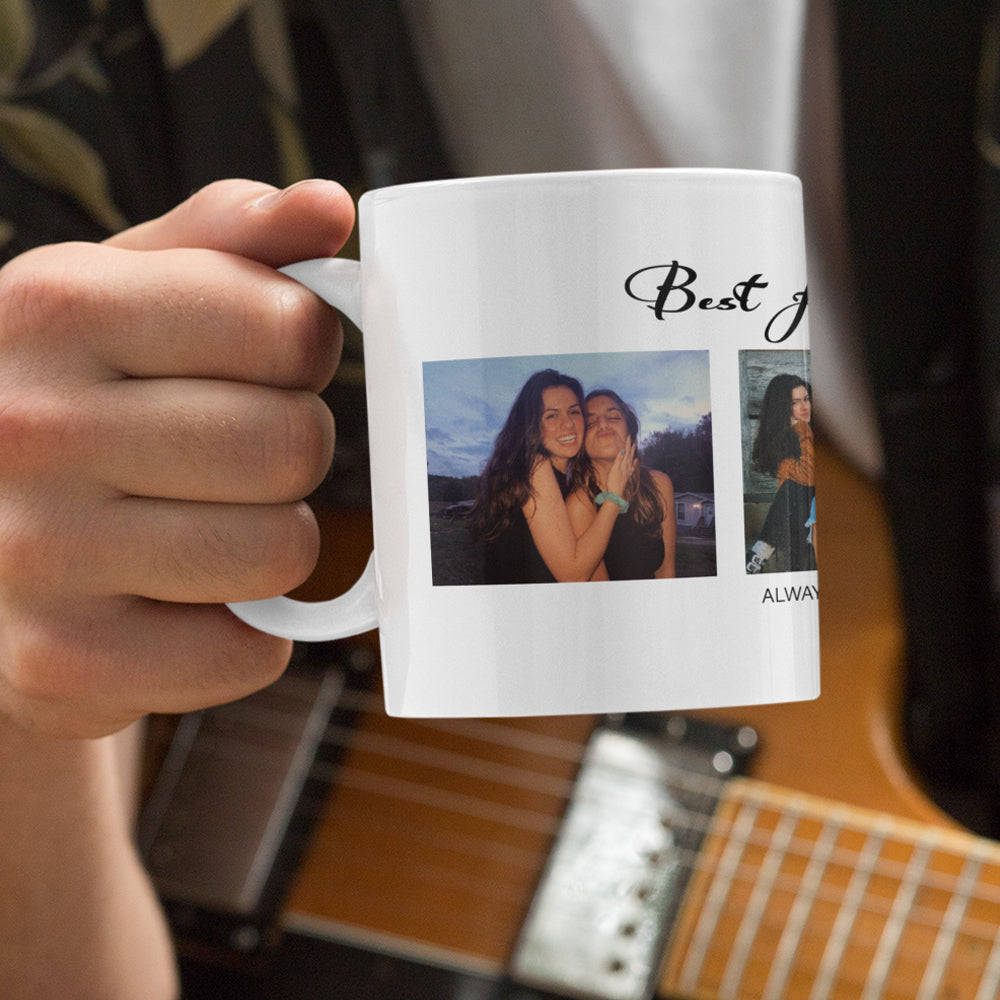 Best friends forever, Personalized gifts custom gift mug with 3 photos,Gift for friend, sister brother