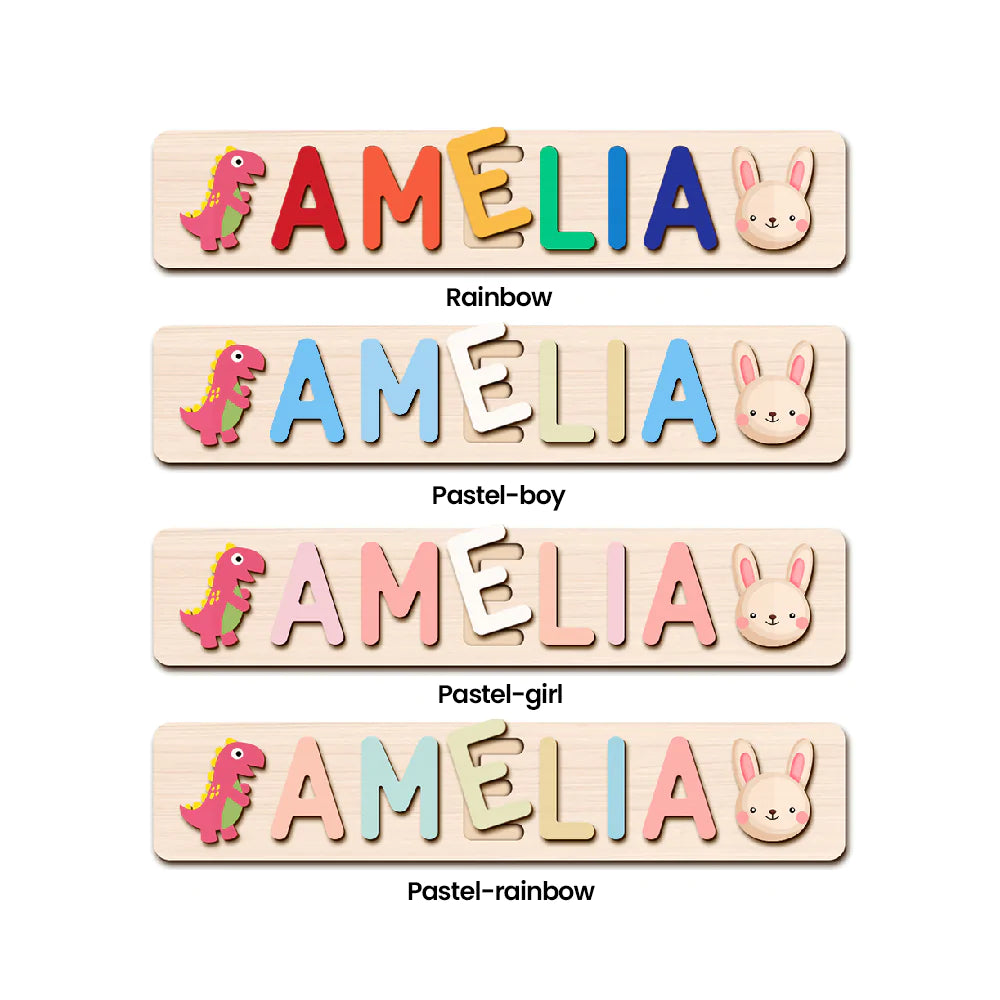 Pastel-Rainbow color 3 Lines Name Puzzle