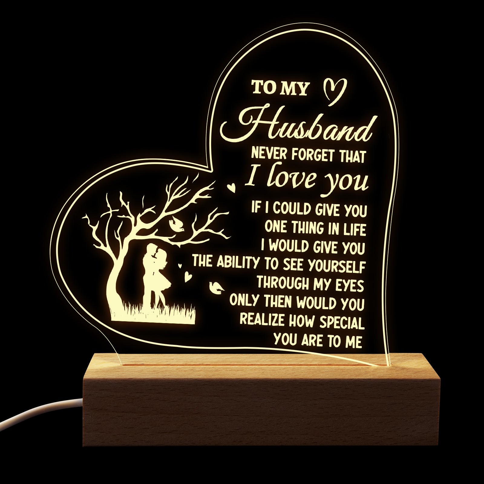 Heart Night Lamp Gift for Husband,To My Husband I Love You,Gift for Husband Anniversary Valentine's Day Form Wife