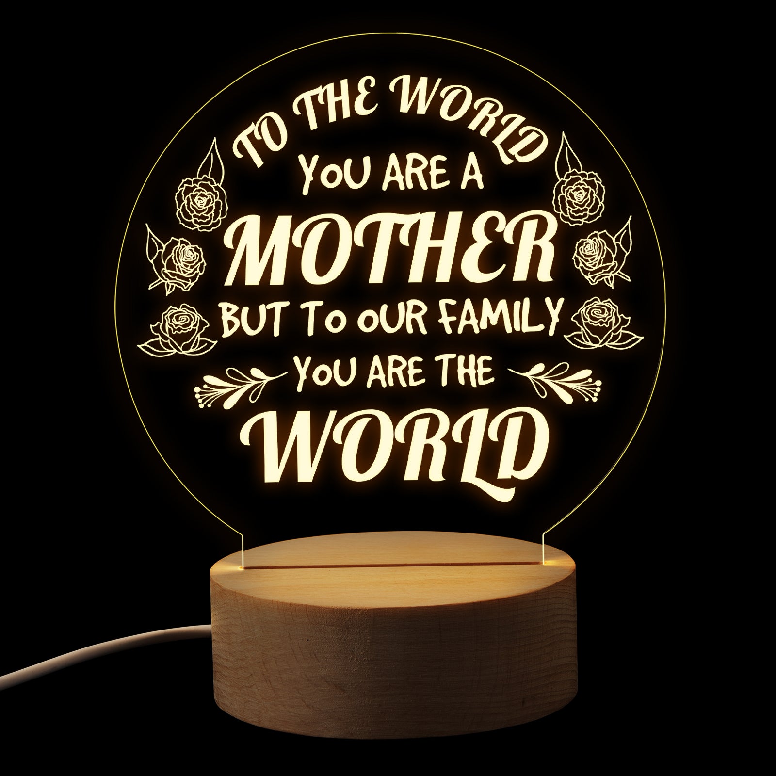 Round Night Light Gift for Mom,You Are The World,Gifts for Mother’s Day Birthday from Daughter or Son