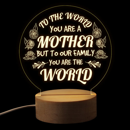 Round Night Light Gift for Mom,You Are The World,Gifts for Mother’s Day Birthday from Daughter or Son