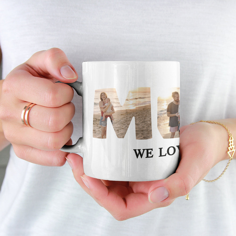 Mom we love you, Personalized gifts custom gift mug with 3 photos,Gift for mother from son, daughter