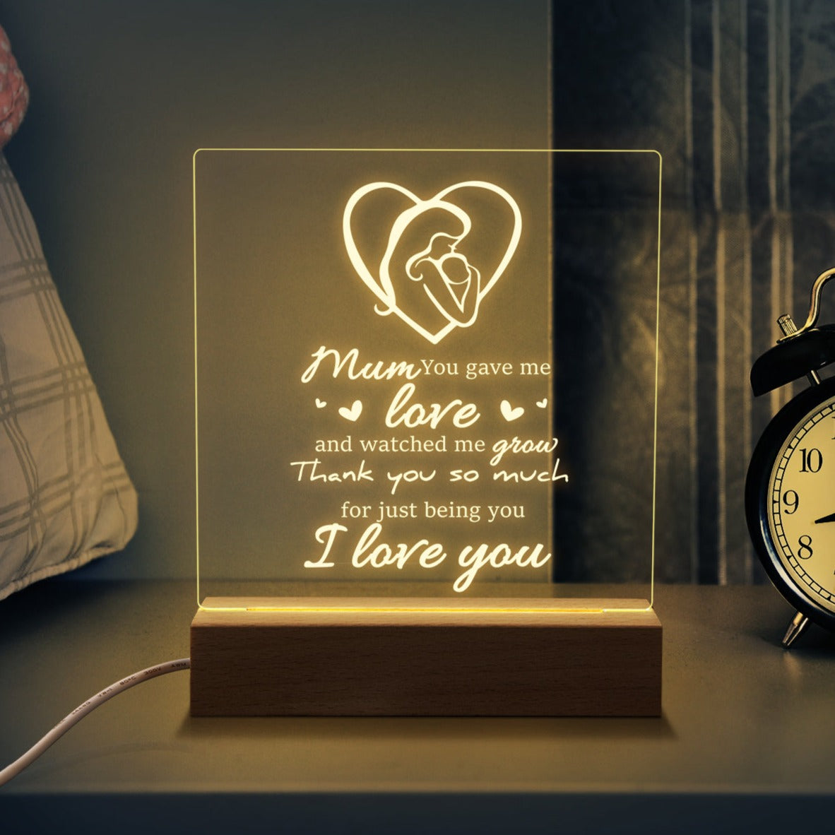 Square Night Light Gift for Mom,Mum You Gave Me Love,Gifts for Mother’s Day Birthday from Daughter or Son