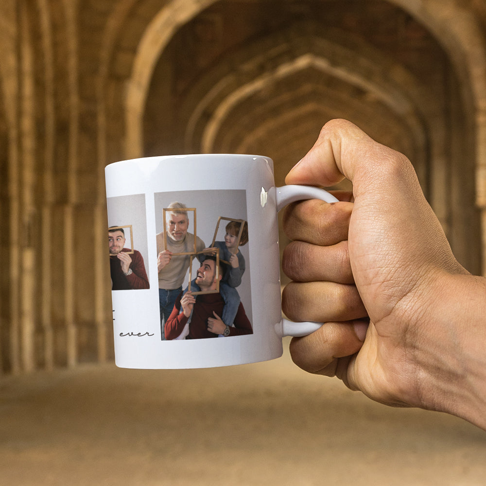 Best grandpa ever, Personalized gifts custom gift mug with 3 photos,Gift for grandpa from grandson, granddaughter