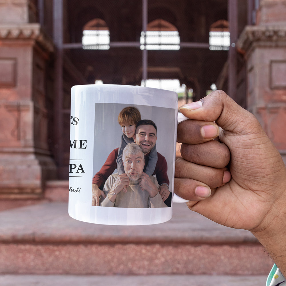 World's most awesome grandpa, Personalized gifts custom gift mug with 2 photos,Gift for grandpa