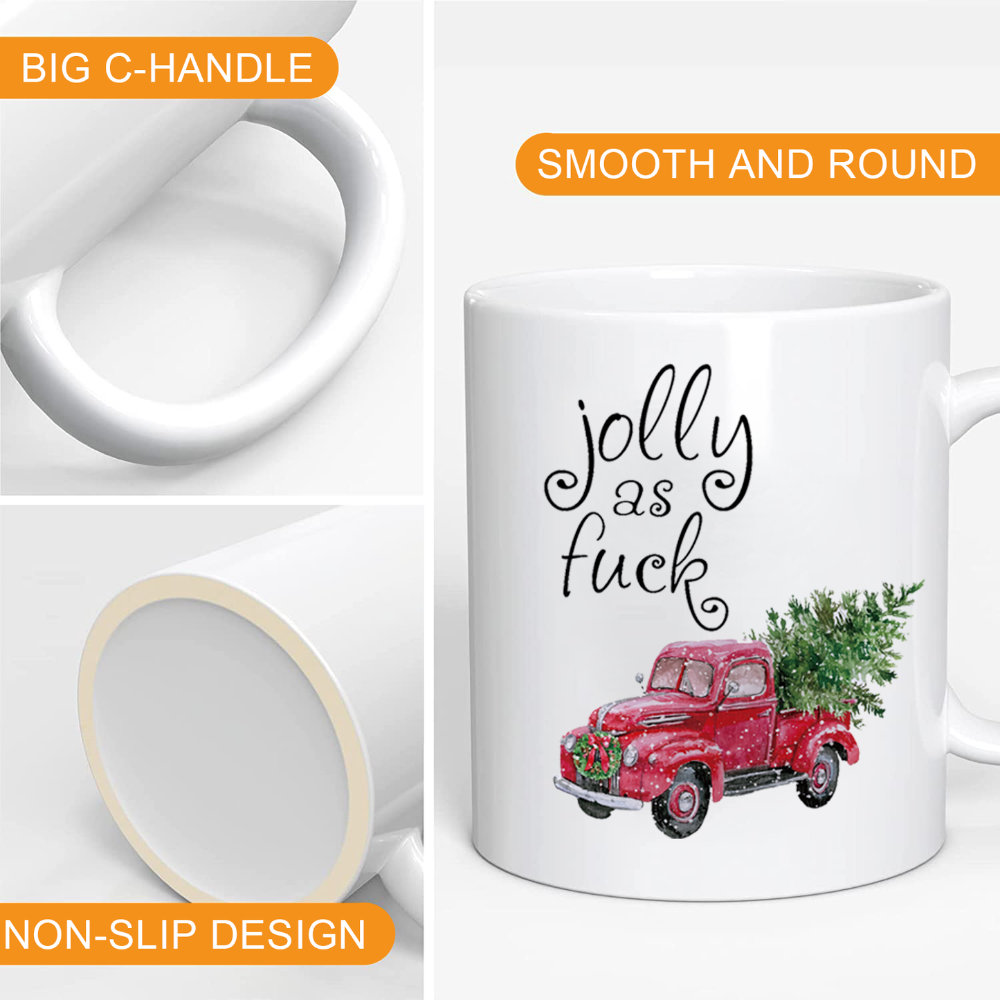 Unique Christmas Gift, Coffee Mug, Jolly as fuck, Fun and Creative Gifts for Brothers or Sister