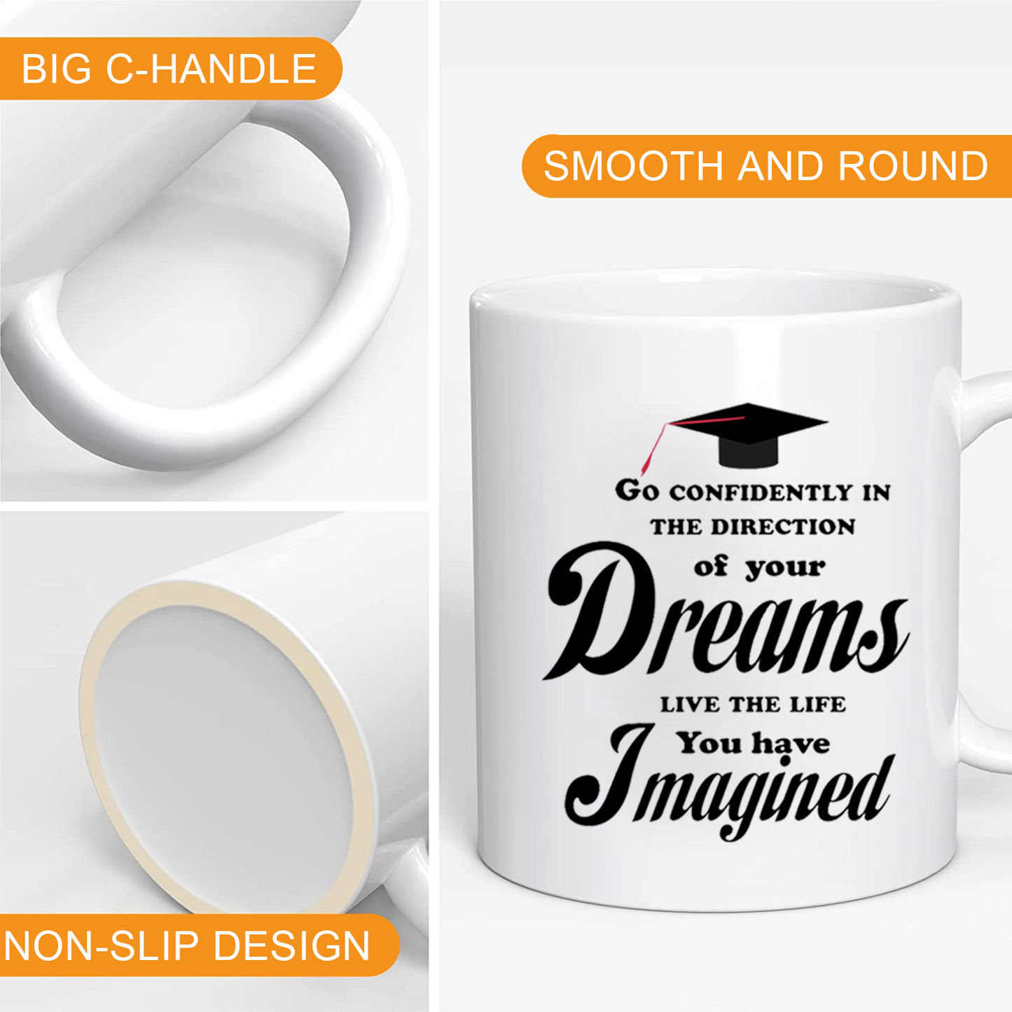 Go Confidently In The Direction Of You Dreams Mug-Best Graduation Season Gifts for Sister or Brother, Gift for Kid From Parents, Grandparents