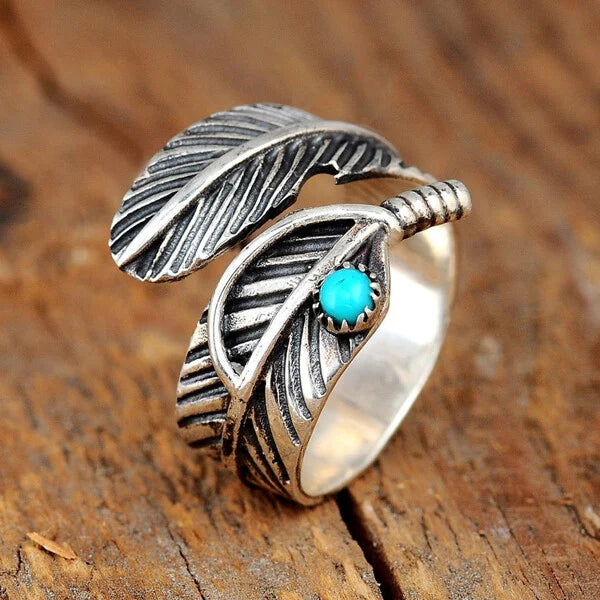 Feather Turquoise Sterling Silver Ring