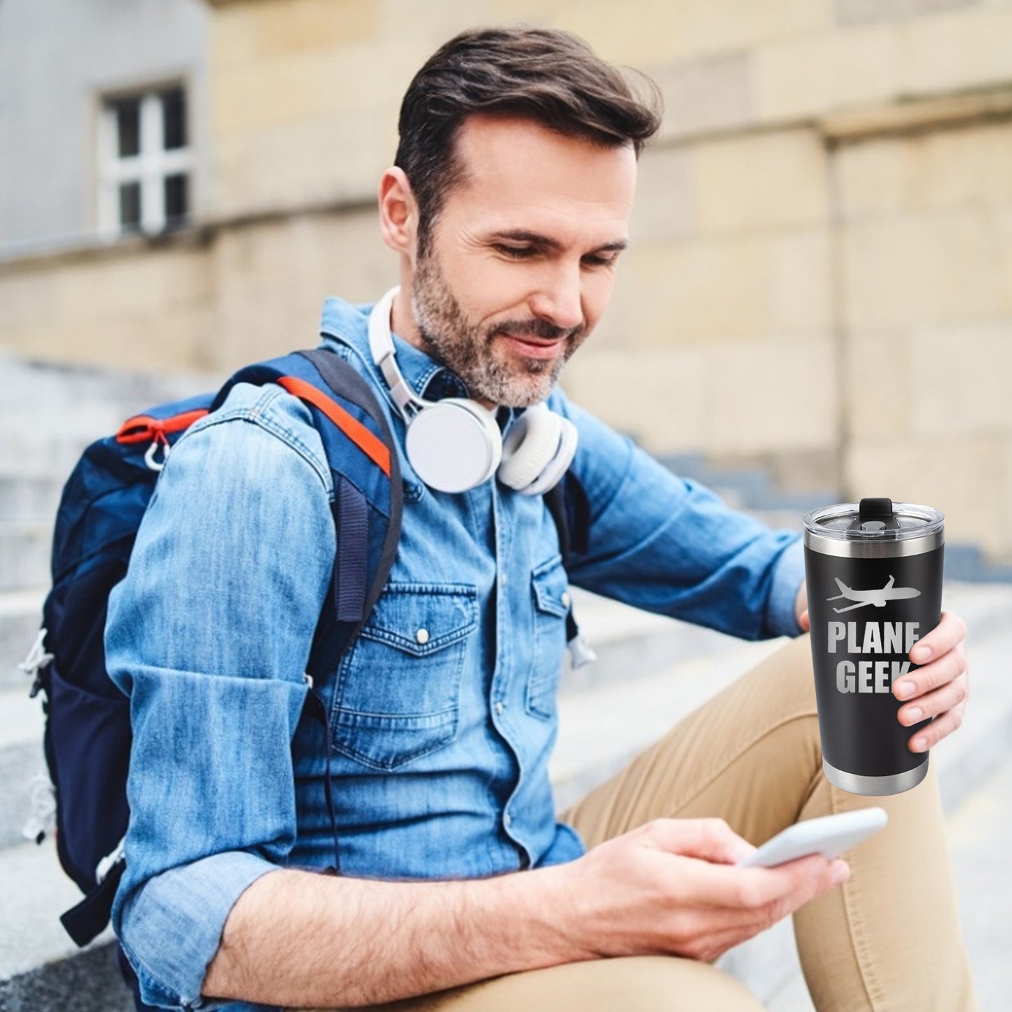 Plane Geek tainless steel thermos cup, Aviation Day Gift, The best gift for aviation enthusiast, gift for brother